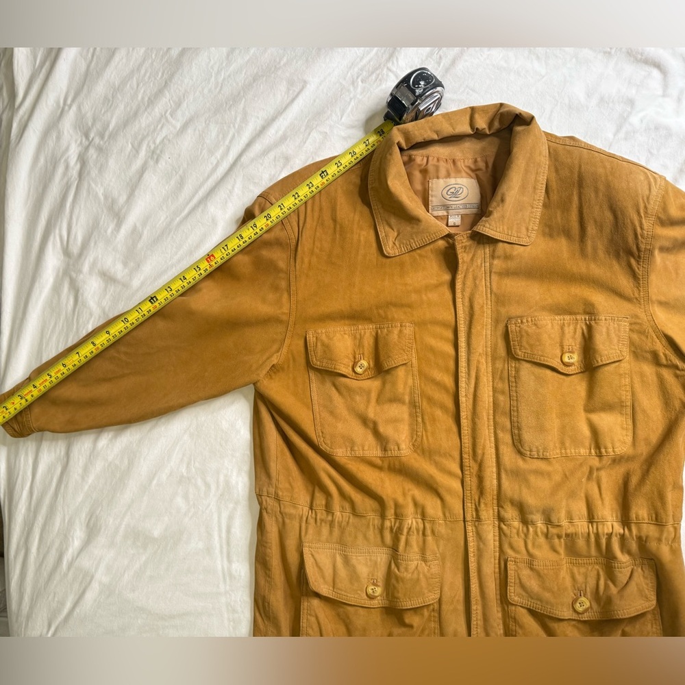 VTG Georgetown Leather Design Tan Suede Safari Jacket S Field Coat 100% Leather - Picture 14 of 14